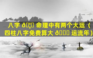 八字 🦋 命理中有两个大运（四柱八字免费算大 🐘 运流年）